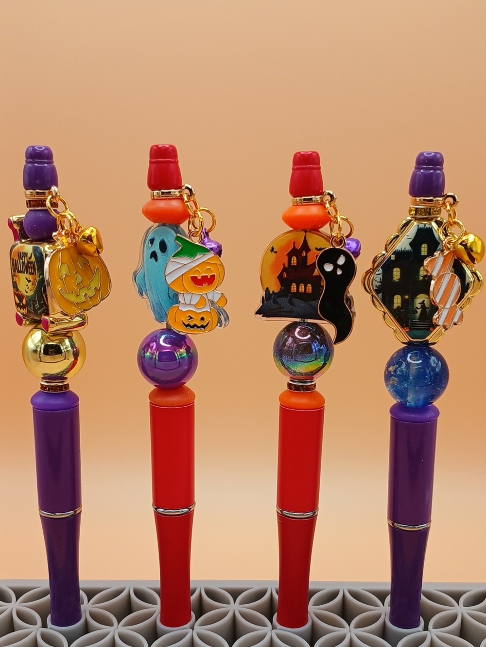 Halloween Charm Pen Set - Purple & Red